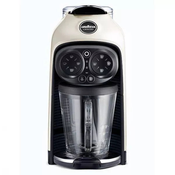 Coffee machine with a clear container on a white background
