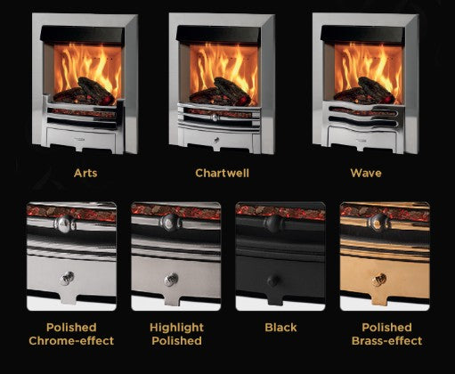 Onyx Mirage 40i Electric Fire - Arts Style in Polished Chrome