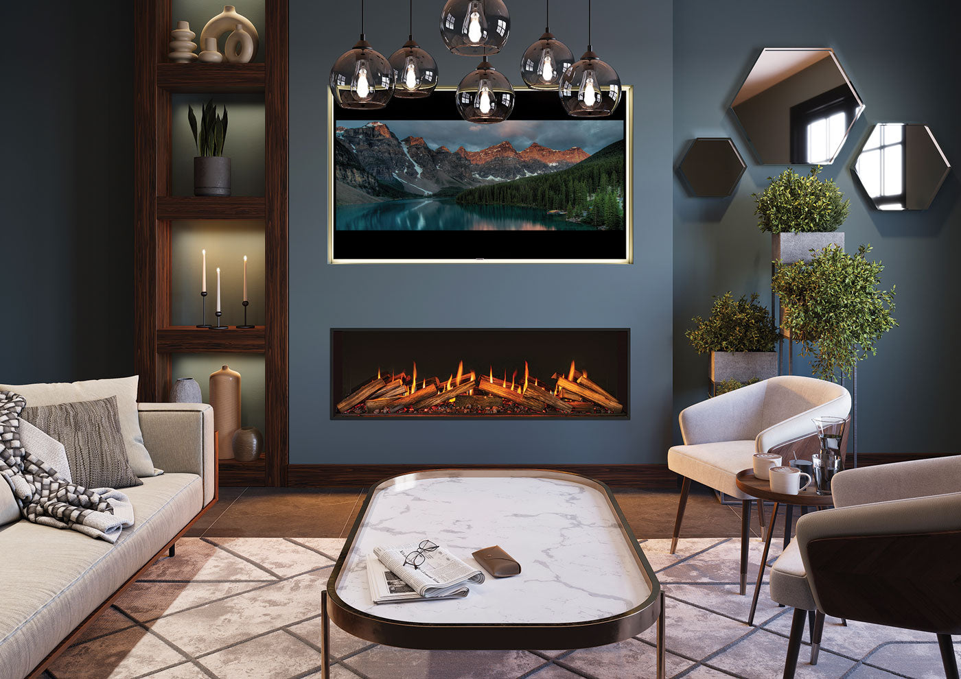 Onyx Fusion 150RW Electric Fire with Real Wood Logscape