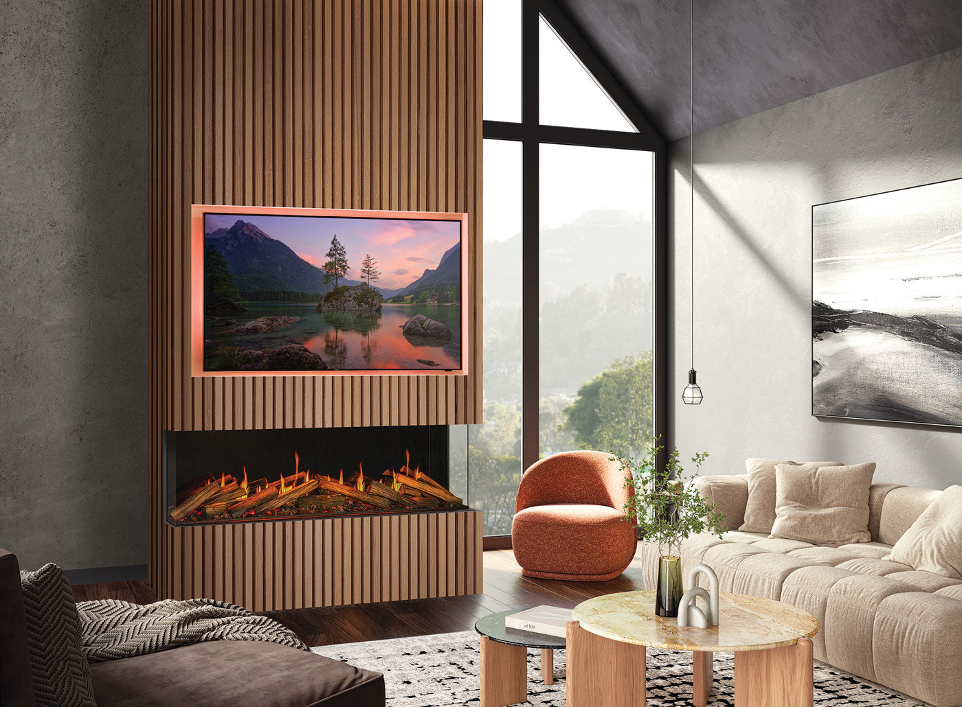 Onyx Fusion 150RW Electric Fire with Real Wood Logscape