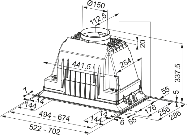 Franke FBI 525 PLUS/2 52cm HETTE Built-in Canopy Hood