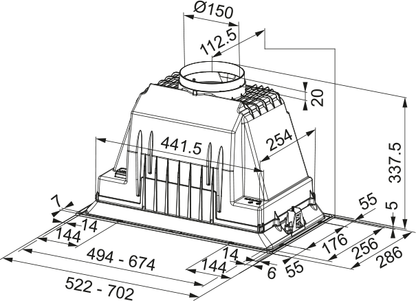 Franke FBI 525 PLUS/2 52cm HETTE Built-in Canopy Hood
