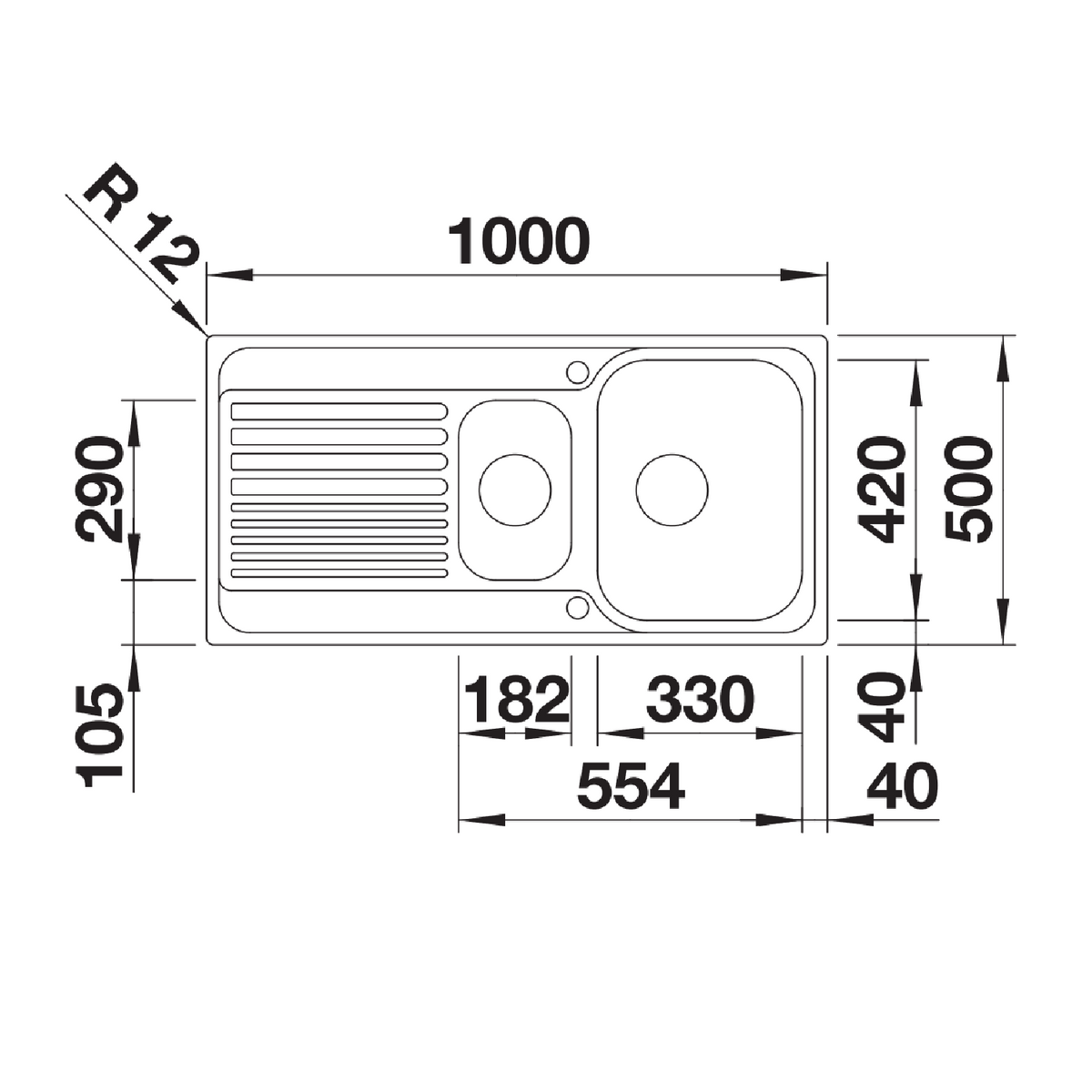 Blanco 456455 Tipo II 6S 1.5 Bowl Inset Kitchen Sink - Stainless Steel