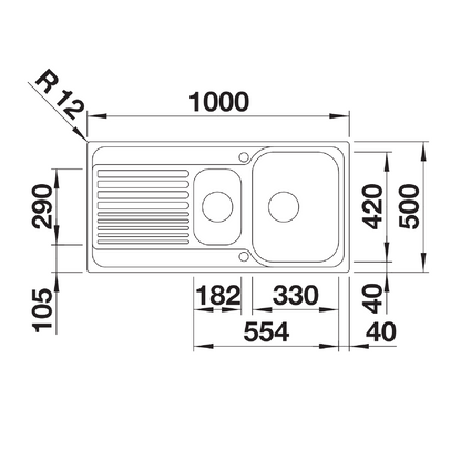 Blanco 456455 Tipo II 6S 1.5 Bowl Inset Kitchen Sink - Stainless Steel