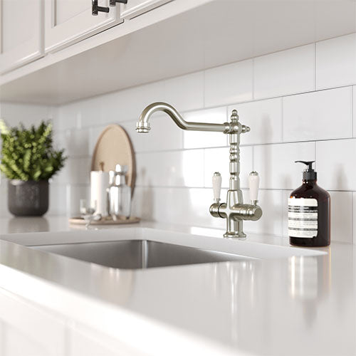 St. James 5003BF Alma Twin Lever Kitchen Tap - Brushed Chrome