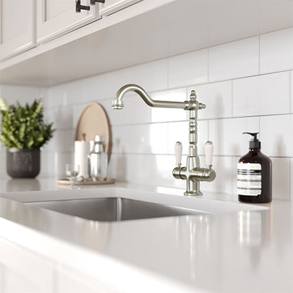 St. James 5003BF Alma Twin Lever Kitchen Tap - Brushed Chrome