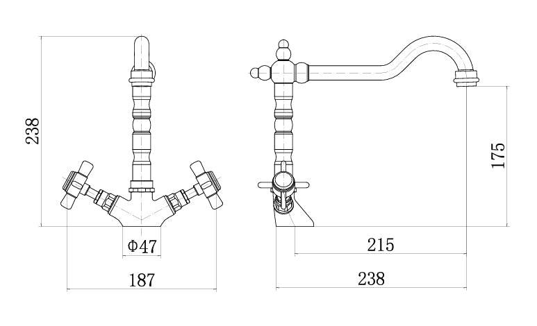 St. James 5009BB Elsa Single Lever Kitchen Tap - Brushed Bronze