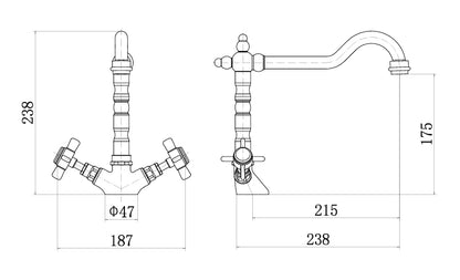 St. James 5009BB Elsa Single Lever Kitchen Tap - Brushed Bronze