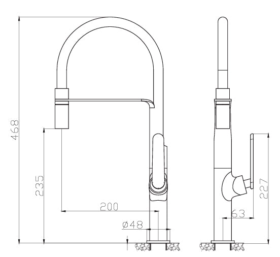 St. James 5019BF Effe Flexi Kitchen Tap - Brushed Chrome