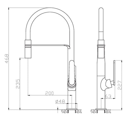 St. James 5019BF Effe Flexi Kitchen Tap - Brushed Chrome