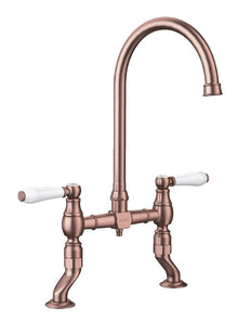 Blanco 525116 Vicus Bridge Twin Lever Kitchen Tap - Brushed Cooper