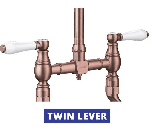 Blanco 525116 Vicus Bridge Twin Lever Kitchen Tap - Brushed Cooper