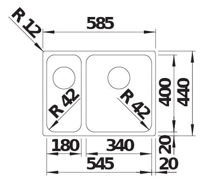 Blanco SOLIS 340/180-U Right Hand Stainless Steel Sink