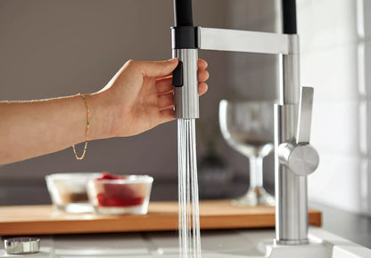 SONEA-S 526616 Flexo Kitchen Tap with Flexible Rubber Hose Solid - Brushed Stainless Steel