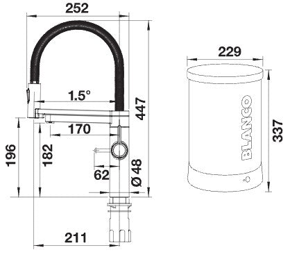Blanco 526635 Evol-S Pro 4-in-1 Smart Measure Mono Kitchen Mixer Tap with Dual Spray