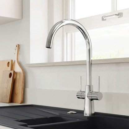 Blanco 526678 Max II Twin Lever Kitchen Mixer Tap - PVD Steel