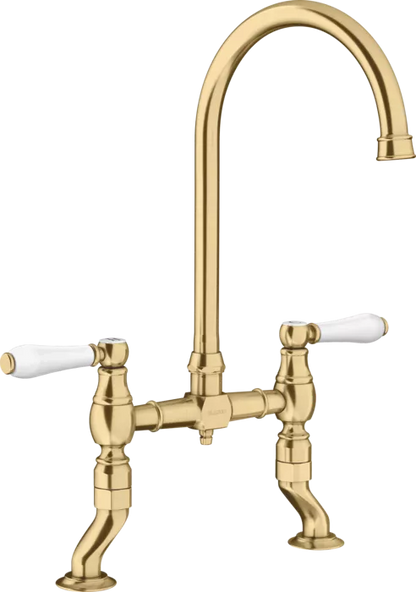 Blanco 526690 Vicus Bridge Twin Lever Kitchen Tap - Satin Gold
