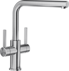 Blanco 526702 Lanora Twin Lever Stainless Steel Mixer Tap - Brushed Stainless Steel