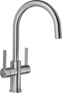 Blanco 526703 Candor Twin Lever Kitchen Mixer Tap - Brushed Stainless Steel