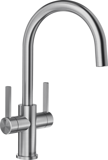Blanco 526703 Candor Twin Lever Kitchen Mixer Tap - Brushed Stainless Steel