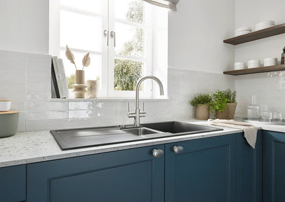 Blanco 526703 Candor Twin Lever Kitchen Mixer Tap - Brushed Stainless Steel