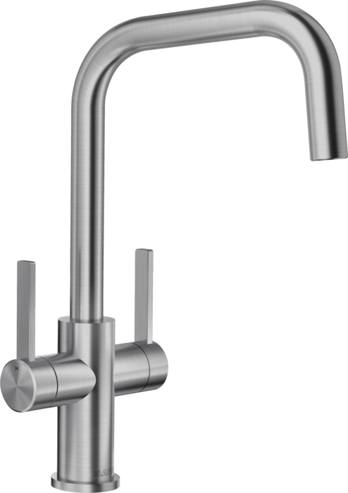 Blanco Jandora Twin Lever Kitchen Tap - Brushed Stainless Steel