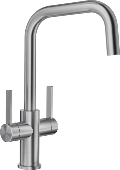 Blanco Jandora Twin Lever Kitchen Tap - Brushed Stainless Steel