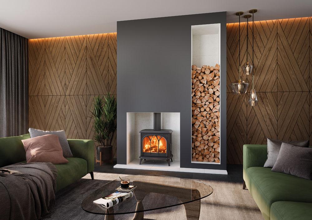 Stovax Huntingdon 40 Wood Tracery Door - Matt Black