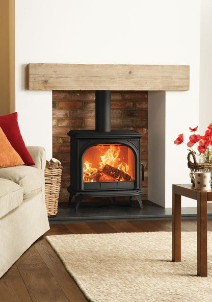 Stovax Huntingdon 40 Wood Clear Door - Matt Black