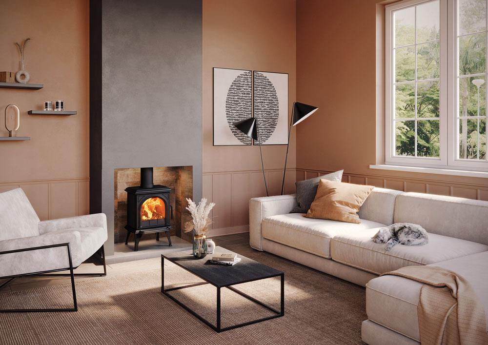 Stovax Huntingdon 20 Clear Door Multi-Fuel - Matt Black