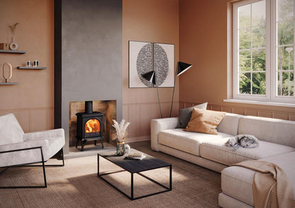 Stovax Huntingdon 20 Clear Door Multi-Fuel - Matt Black