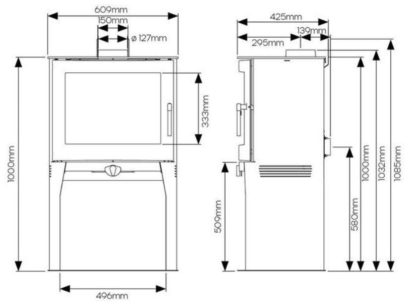 Stovax Futura 8 Highline Wood Stove - Matt Black