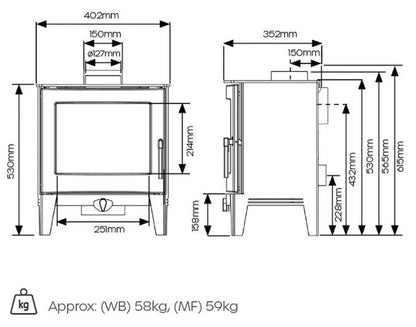 Stovax Futura 4 Multi-fuel Stove - Matt Black