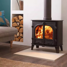 Wood-burning stove in a living room with a cozy atmosphere