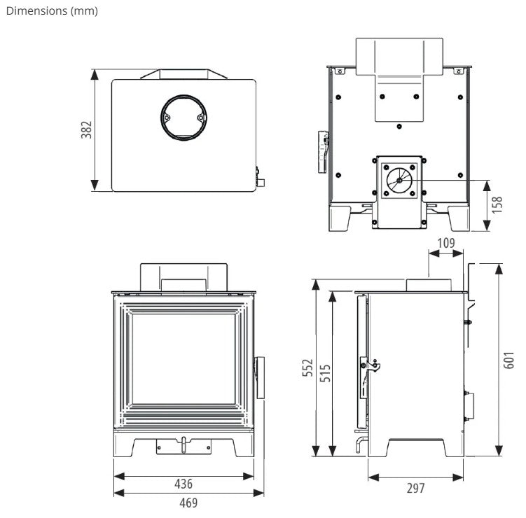 FireFx Eton 5 Wood Stove - Matt Black