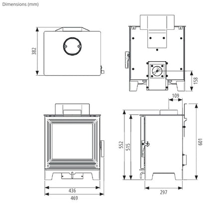 FireFx Eton 5 Wood Stove - Matt Black