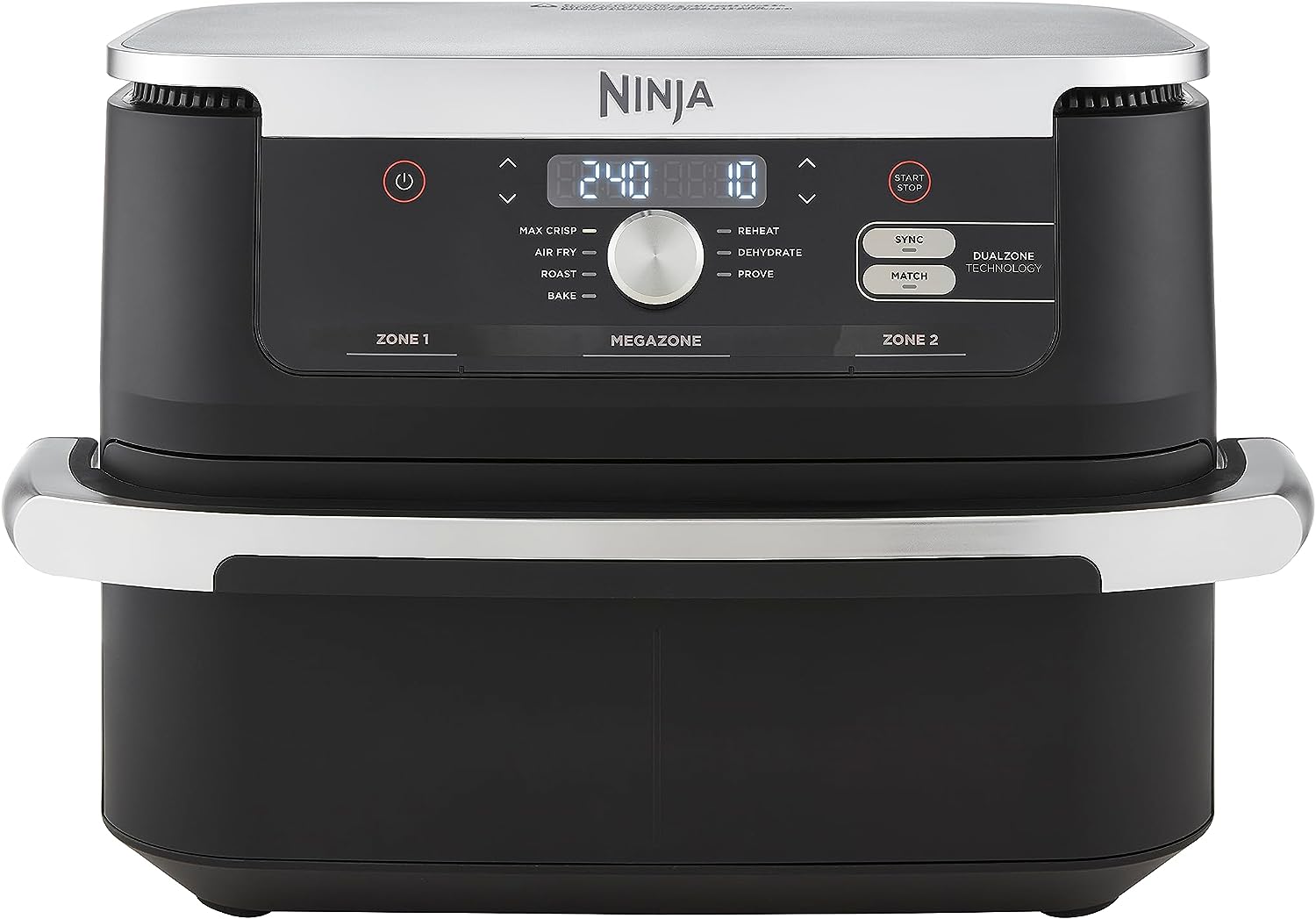 Ninja foodi multi-cooker with digital display on a white background