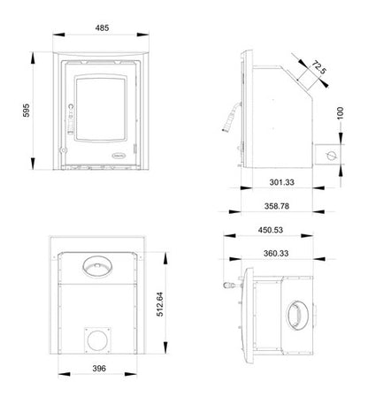 Atlantic Crest 7 Multi-Fuel Insert Stove - Matt Black