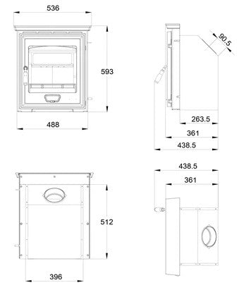Atlantic Stream 5 Multi-Fuel Insert Stove - Matt Black