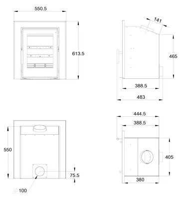 Atlantic Wave 5 Multi-Fuel Insert Stove - Matt Black