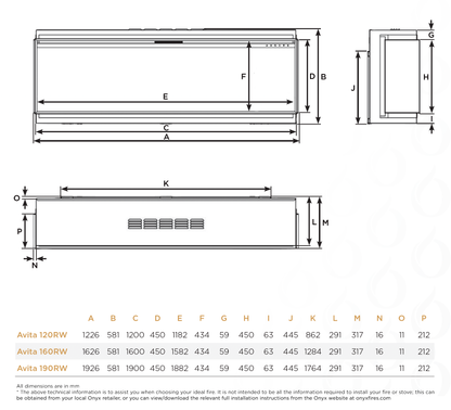 Onyx Avita 1600RW Electric Fire