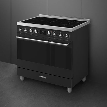 Smeg C92IPMB2 Symphony 90cm Electric Induction Range Cooker - Black