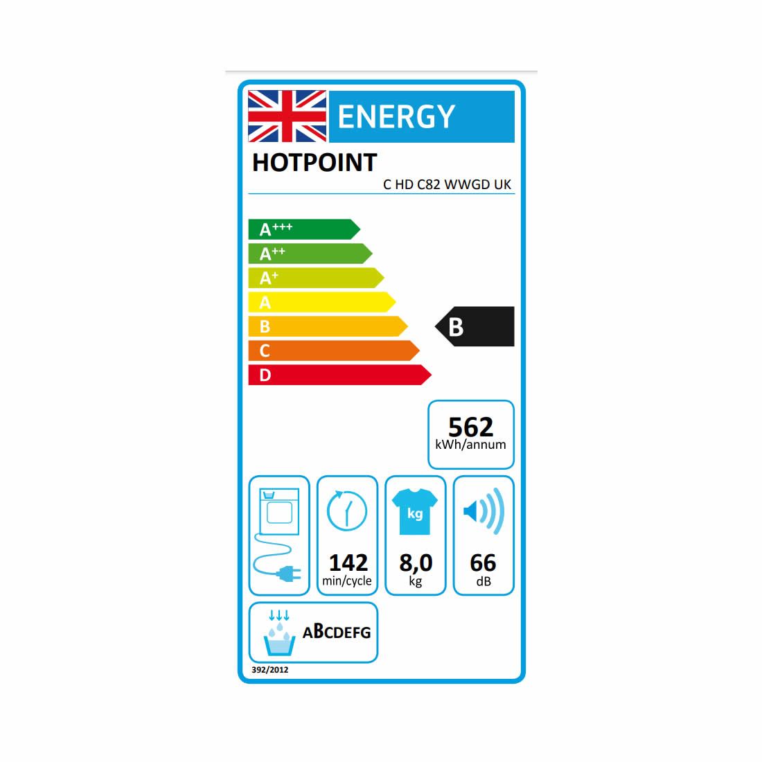 Hotpoint CHDC82WWGDUK 8kg Condenser Tumble Dryer - White