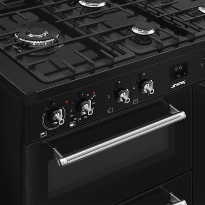 Smeg Classic CX103GMBL 100cm Wide Dual Fuel Range Cooker - Black