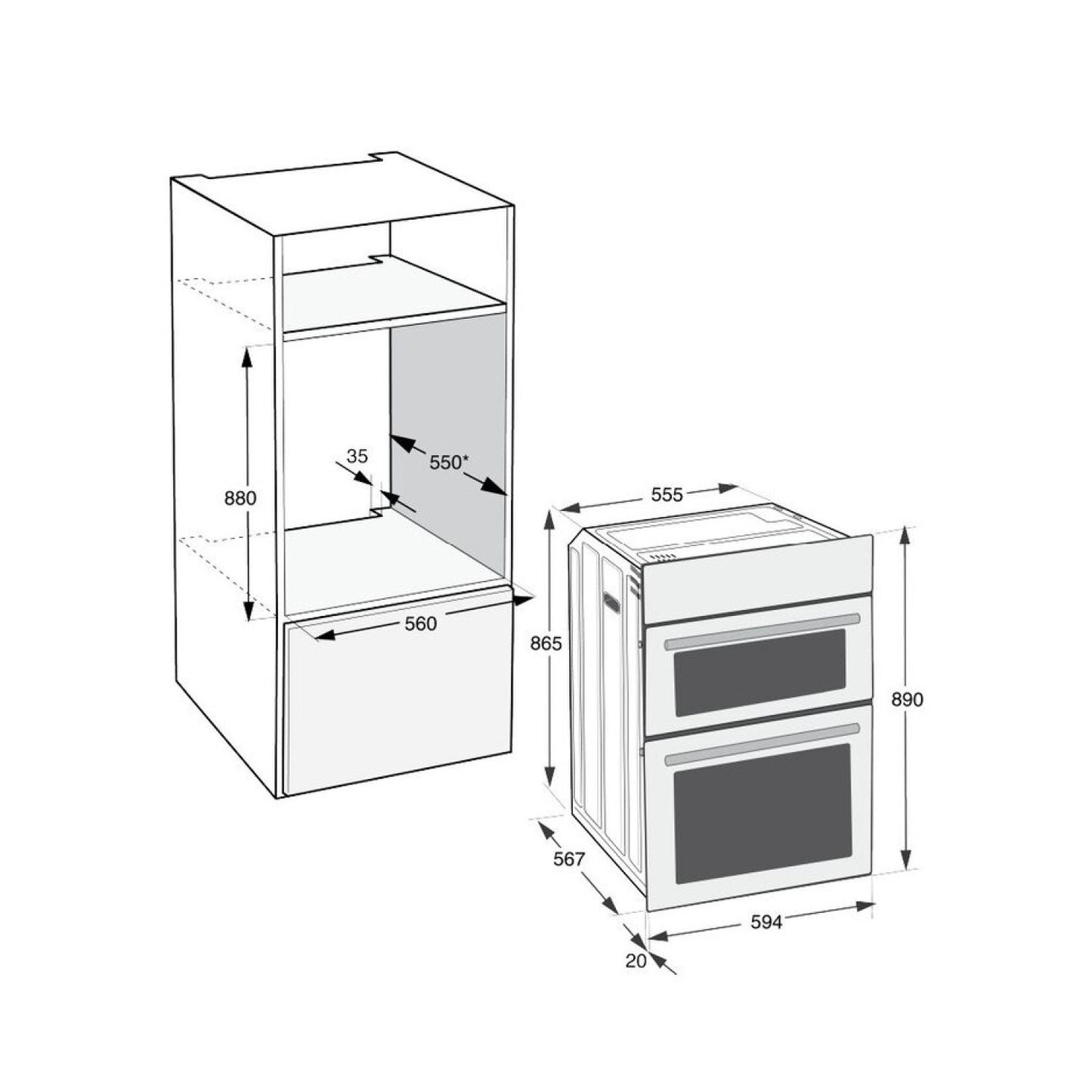 Hotpoint DIH10DIX Built-In Electric Double Oven - Stainless Steel