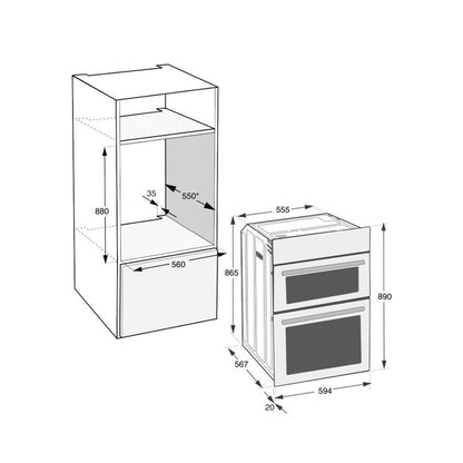Hotpoint DIH10DIX Built-In Electric Double Oven - Stainless Steel