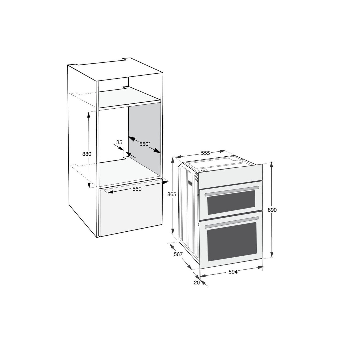 Hotpoint DIH82DIX 60cm Double Electric Oven - Inox