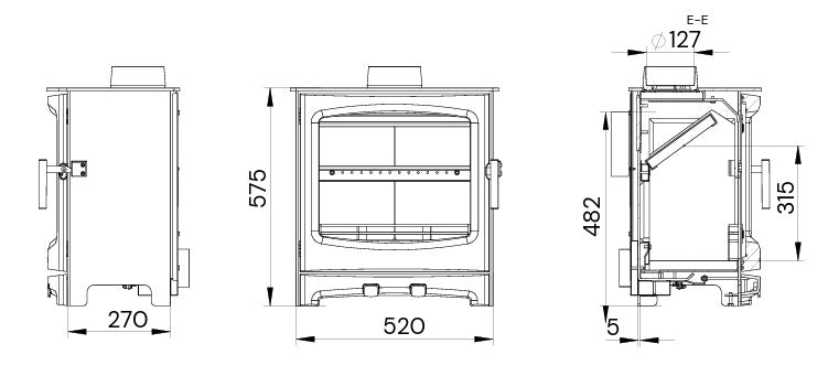Elcofire Terra Woodburning Stove - Matt Black