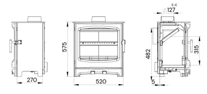 Elcofire Terra Woodburning Stove - Matt Black