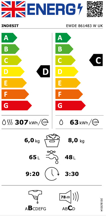Indesit EWDE 761483 W UK Washer Dryer 7kg Wash / 6kg Dry  - White